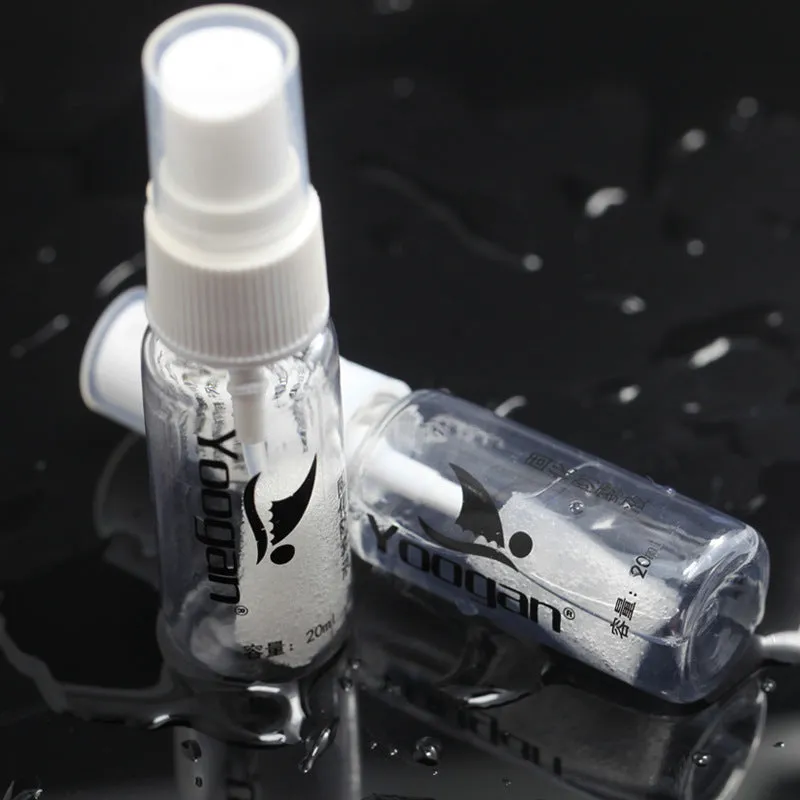 Anti-fog liquid bottle with 15ml and 20ml options for glasses, goggles, and camera lenses