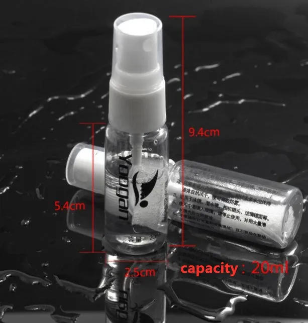 Anti-fog liquid bottle with 15ml and 20ml options for glasses, goggles, and camera lenses
