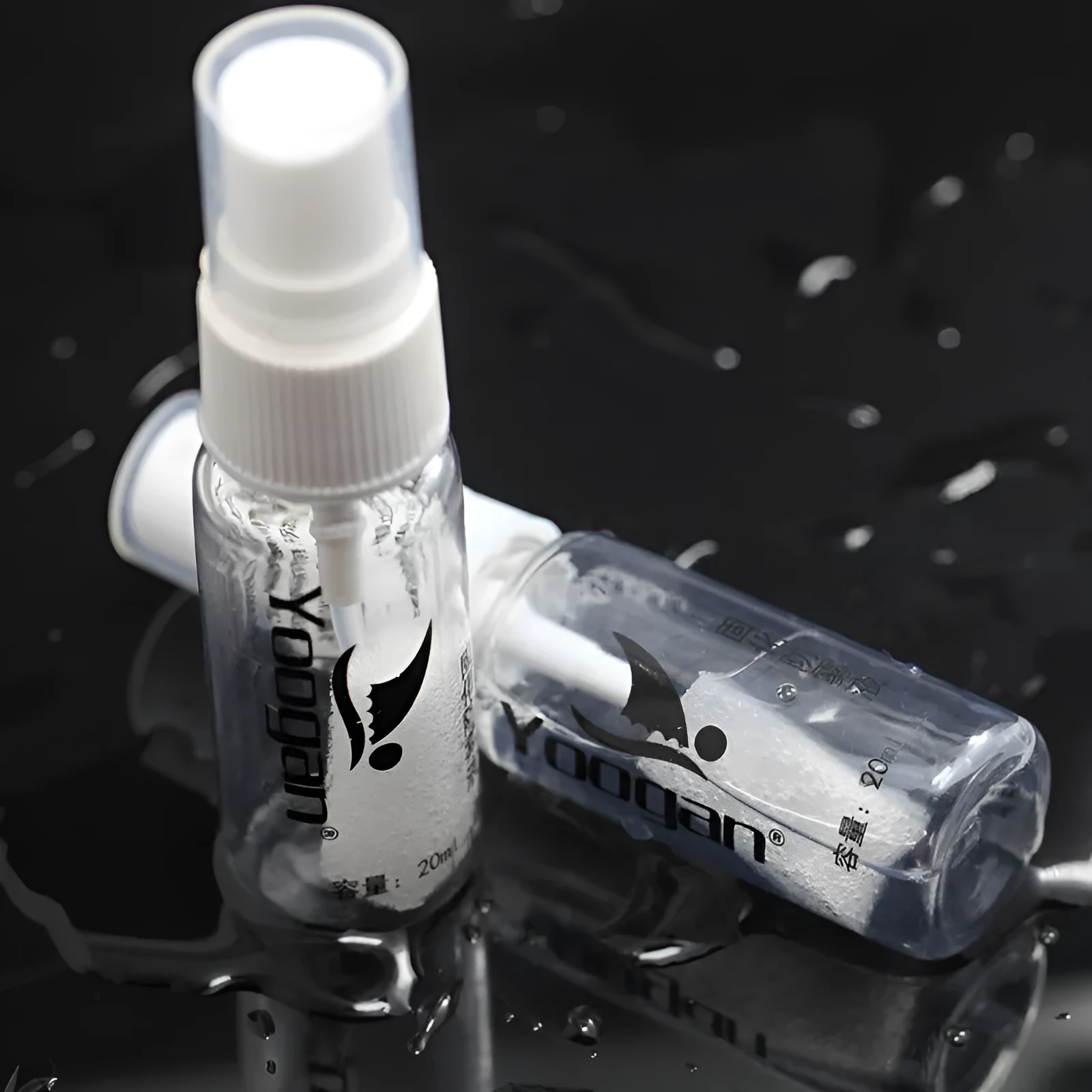 Anti-fog liquid bottle with 15ml and 20ml options for glasses, goggles, and camera lenses