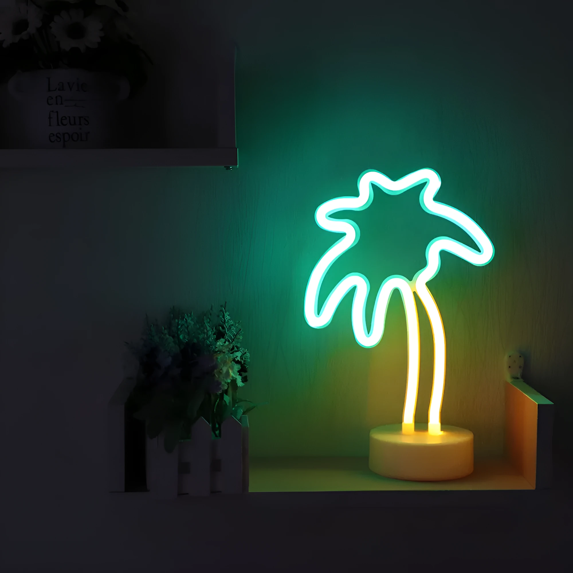 Green base model neon light with USB plug-in power for proposal decoration