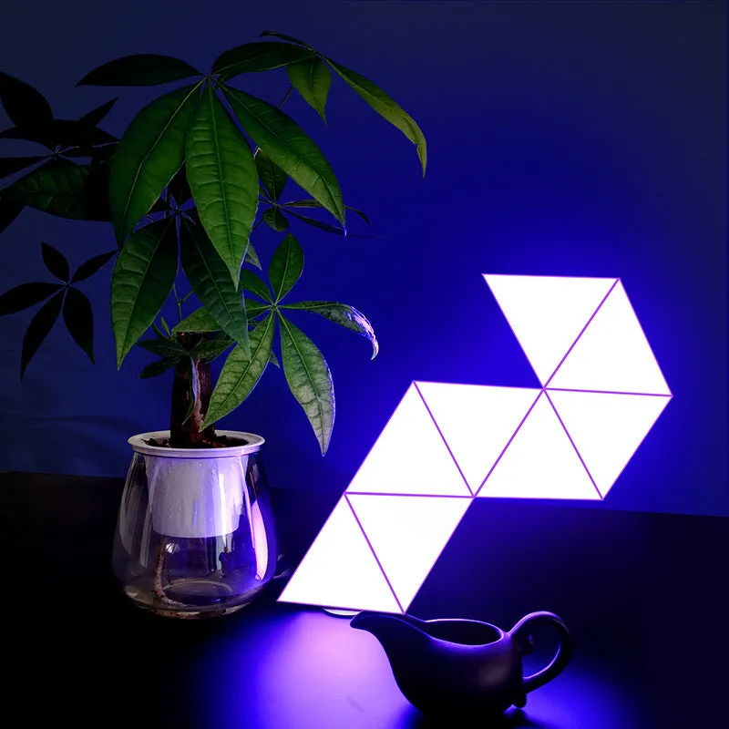 White triangle modular LED light panel set of 6 with RGB lighting and mobile APP control
