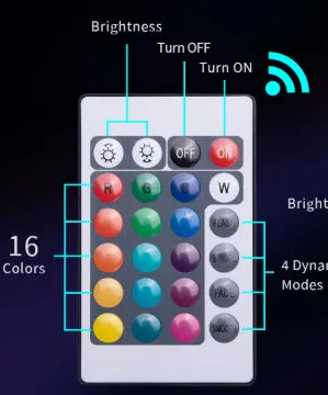 Compact white plastic remote control LED diving light for aquarium, shown with remote.