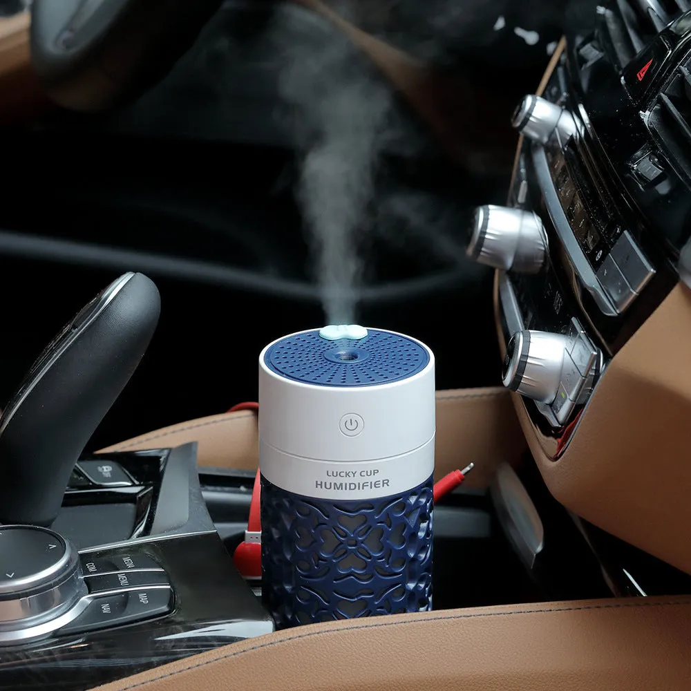 Lucky USB desktop humidifier in black with 250ml water bottle and front control button