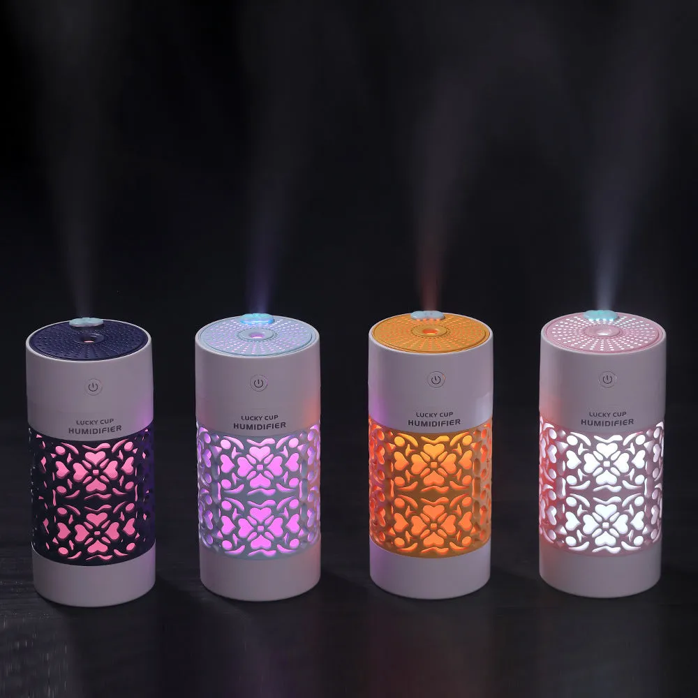 Lucky USB desktop humidifier in black with 250ml water bottle and front control button