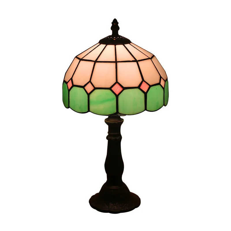 Mosaic table lamp with yellow glass shade and resin base, 20x12x35cm, Mediterranean style