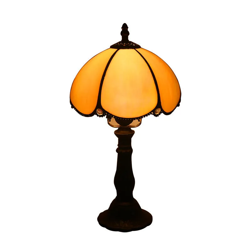Mosaic table lamp with yellow glass shade and resin base, 20x12x35cm, Mediterranean style