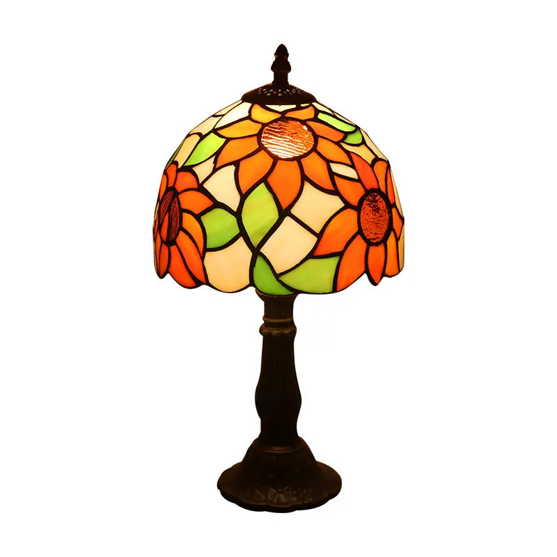 Mosaic table lamp with yellow glass shade and resin base, 20x12x35cm, Mediterranean style