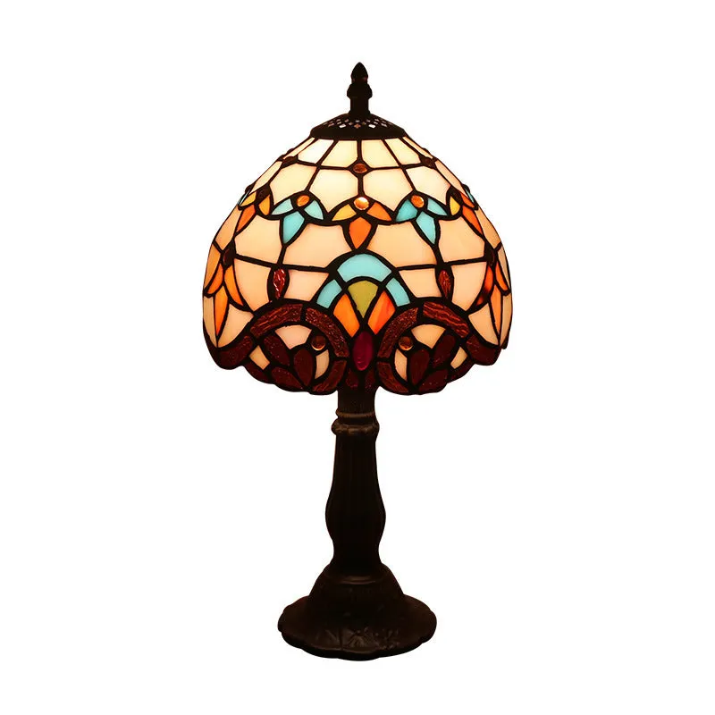 Mosaic table lamp with yellow glass shade and resin base, 20x12x35cm, Mediterranean style