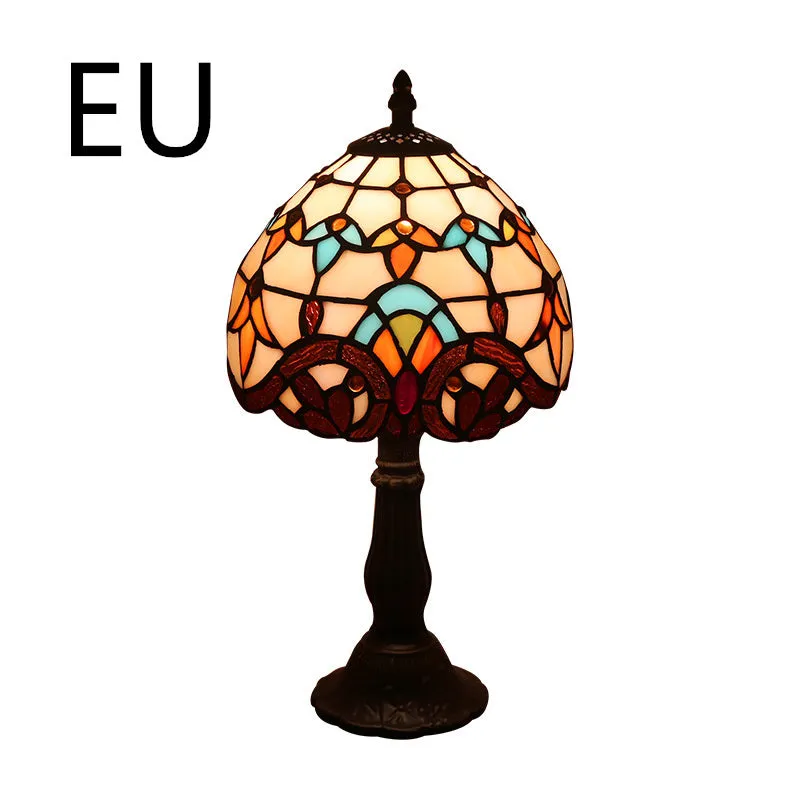 Mosaic table lamp with yellow glass shade and resin base, 20x12x35cm, Mediterranean style