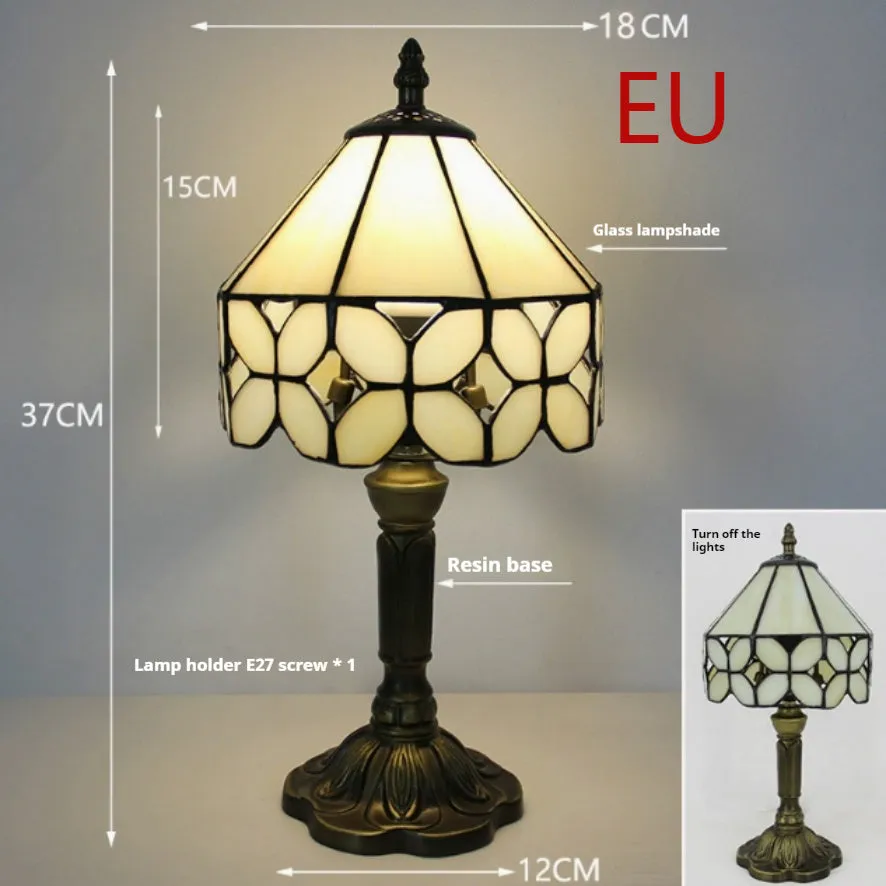 Mosaic table lamp with yellow glass shade and resin base, 20x12x35cm, Mediterranean style