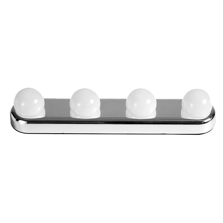 Four-bulb round LED mirror headlight with suction cups for indoor use, 68x312x68mm ABS construction