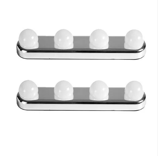 Four-bulb round LED mirror headlight with suction cups for indoor use, 68x312x68mm ABS construction