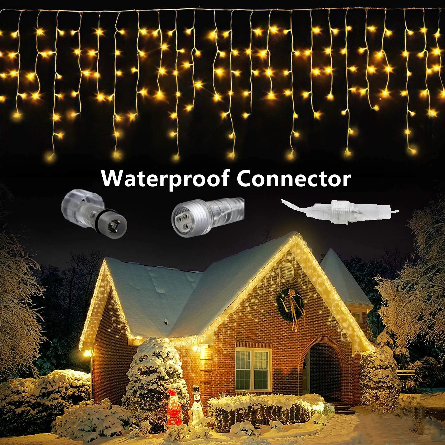 LED ice bar light string on dark background showing warm white and multicolour lamps in 4m length