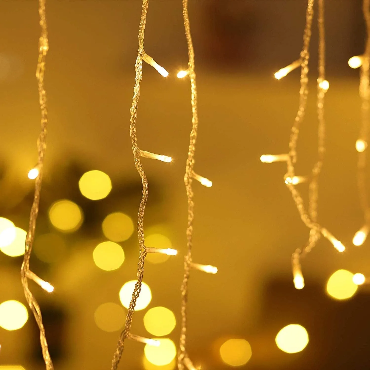 LED ice bar light string on dark background showing warm white and multicolour lamps in 4m length