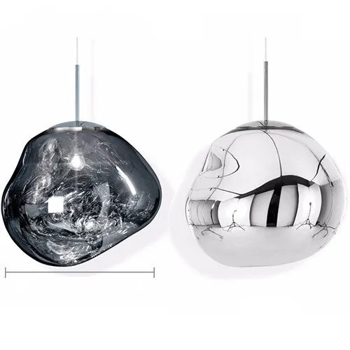 A modern irregular shaped glass chandelier with a Nordic design in a gold finish, hanging from a ceiling.