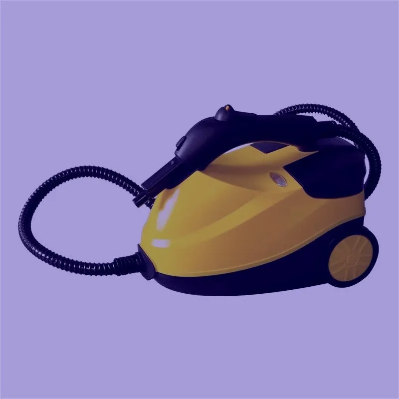 Yellow colour-changing clean steam engine with copper and plastic construction for car beauty and housekeeping