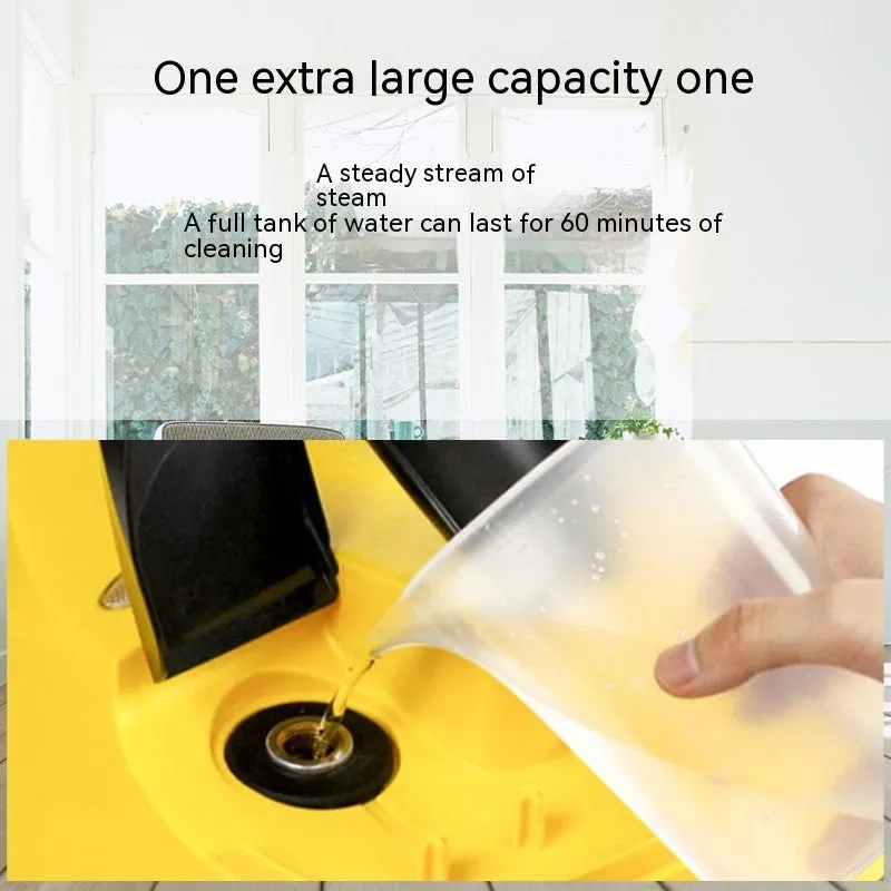 Yellow colour-changing clean steam engine with copper and plastic construction for car beauty and housekeeping