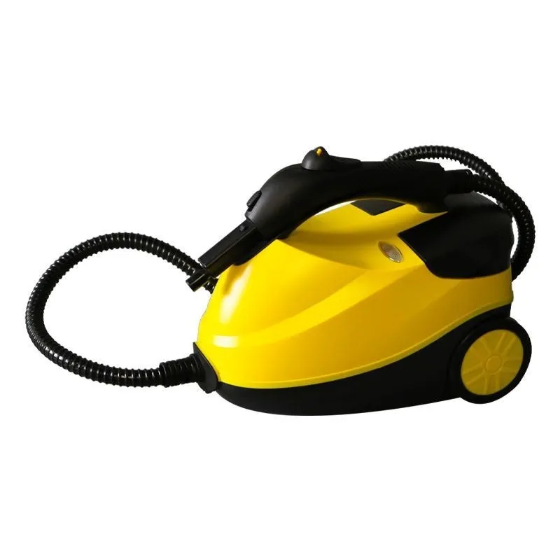 Yellow colour-changing clean steam engine with copper and plastic construction for car beauty and housekeeping