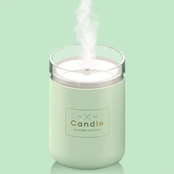 Mini USB humidifier diffuser with 260ml tank, night light, in fresh green colour