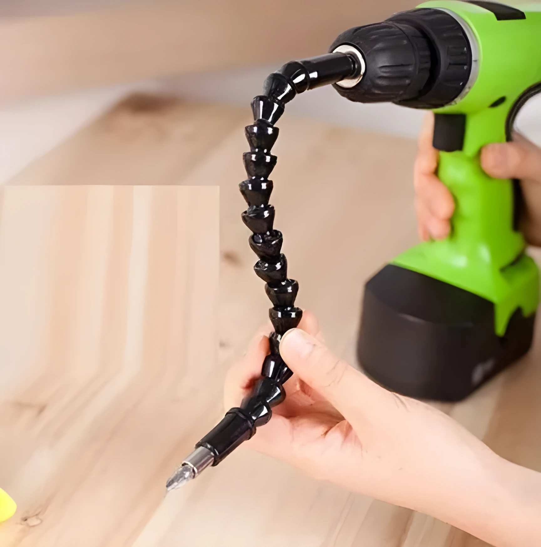 Black flexible cobra drill bit shaft 295mm with hex shank and inner hexagon head