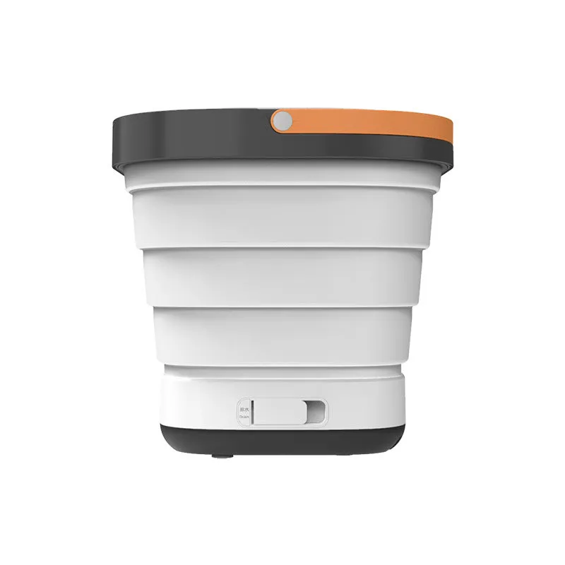 Portable folding bucket washing machine in white with silicone collapsible section and ABS lid