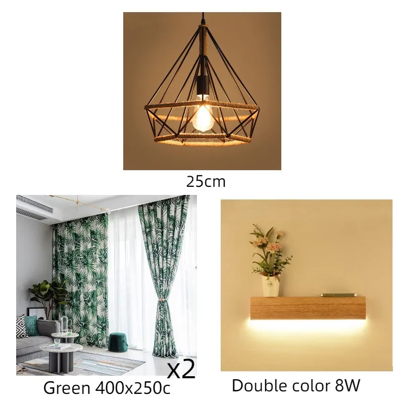 Rustic twine wrapped iron chandelier with adjustable height, 25cm diameter model shown