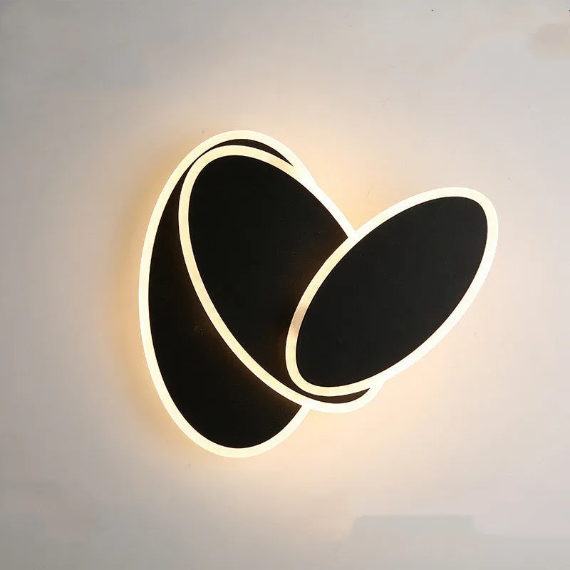 Modern minimalist Nordic-style LED bedside lamp with PVC shade in black, button switch, warm light