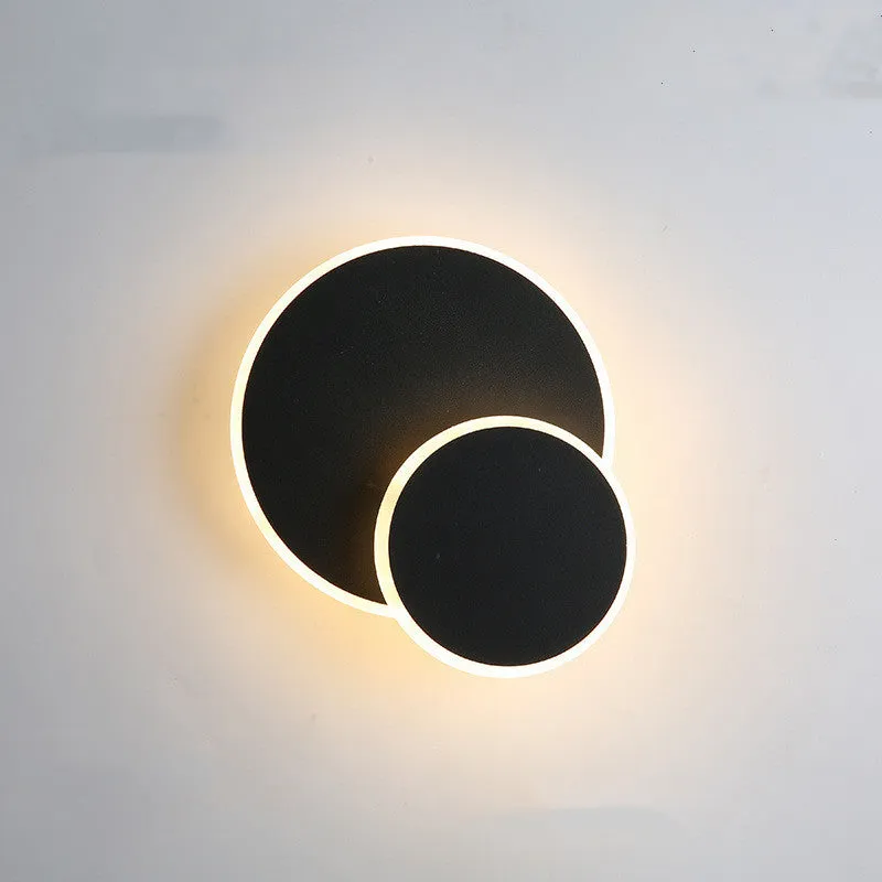 Modern minimalist Nordic-style LED bedside lamp with PVC shade in black, button switch, warm light