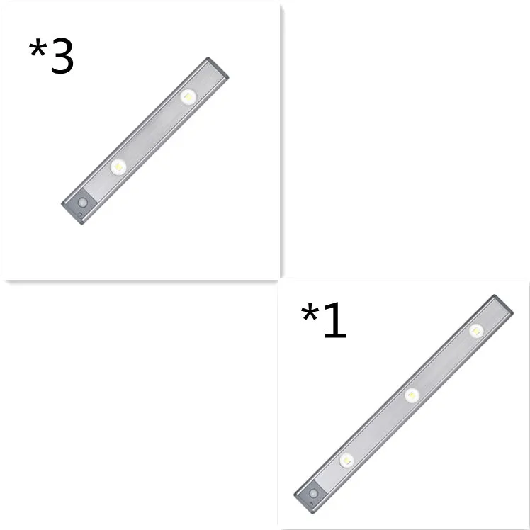 Rechargeable motion sensor lamp with aluminium body and magnetic mount for under-cabinet use, three colour temperature LED