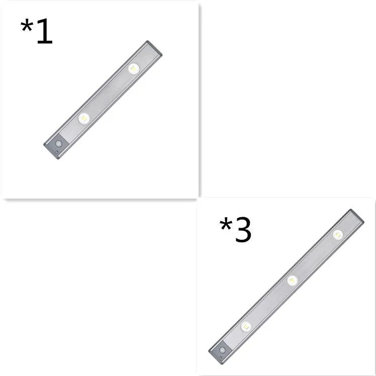 Rechargeable motion sensor lamp with aluminium body and magnetic mount for under-cabinet use, three colour temperature LED
