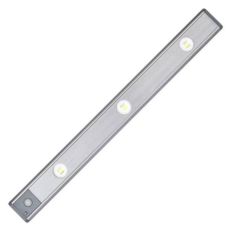 Rechargeable motion sensor lamp with aluminium body and magnetic mount for under-cabinet use, three colour temperature LED