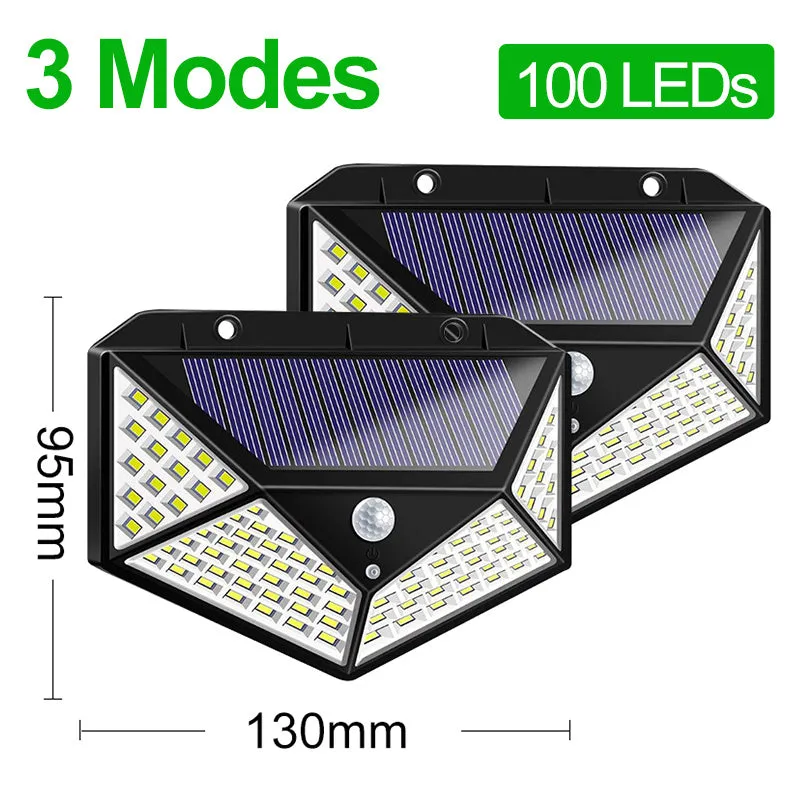 Solar sensor light with 20 LED beads and infrared sensor on a wall in outdoor setting