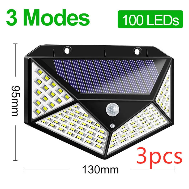 Solar sensor light with 20 LED beads and infrared sensor on a wall in outdoor setting