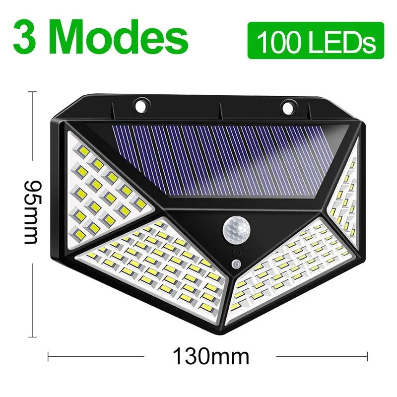 Solar sensor light with 20 LED beads and infrared sensor on a wall in outdoor setting