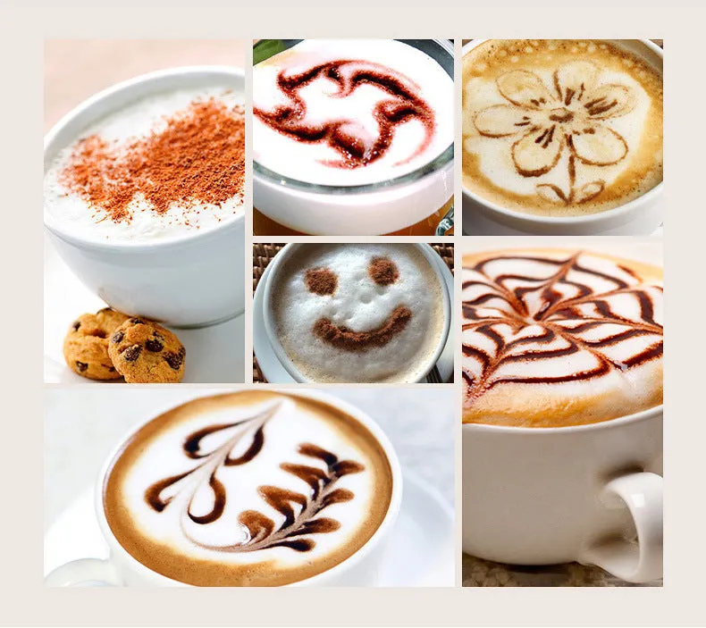 White electric milk frother heater with touch mode, 250ml capacity, 500W power, on a kitchen countertop