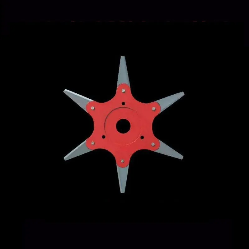 Multi-leaf cast steel mowing head blades with red six-leaf lightweight knife on grass trimmer