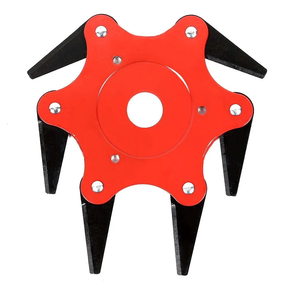Multi-leaf cast steel mowing head blades with red six-leaf lightweight knife on grass trimmer