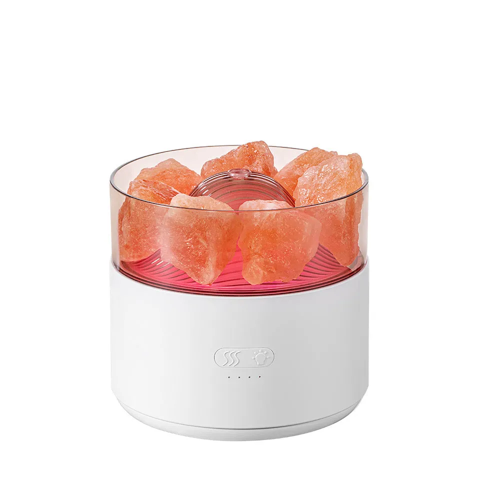 Cool-mist impeller humidifier with Himalayan salt crystal aroma diffuser and 7-colour LED night light in white