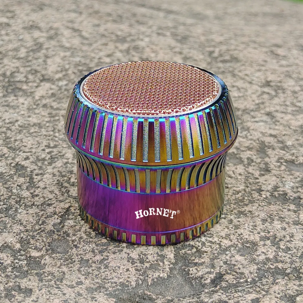 Creative mushroom-shaped zinc alloy metal smoke grinder with keychain and multi-functional tools on display