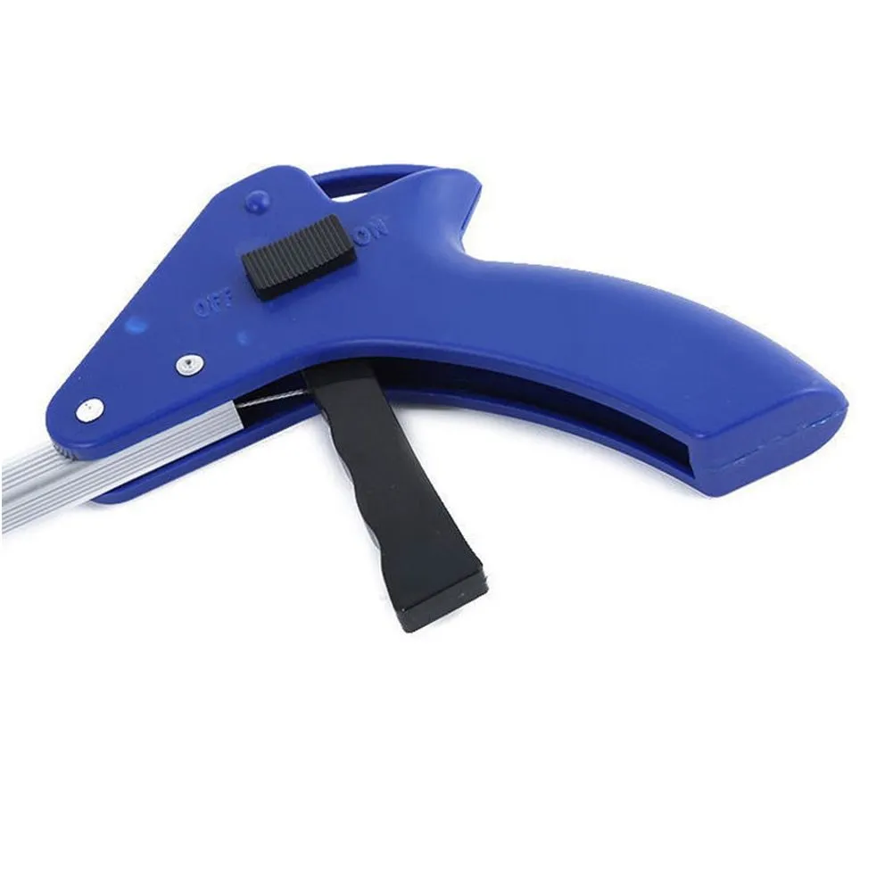 Aluminum alloy folding garbage clip with rubber chuck, extended to 81 cm, on a light background