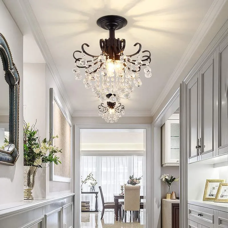 American simple glass chandelier, gold finish, diameter 33cm, height 40cm, iron body, LED light
