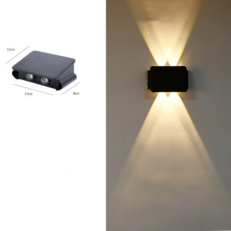 Solar outdoor corridor wall lamp with IP66 rating, ABS housing, and inductive switch for automatic motion-activated lighting
