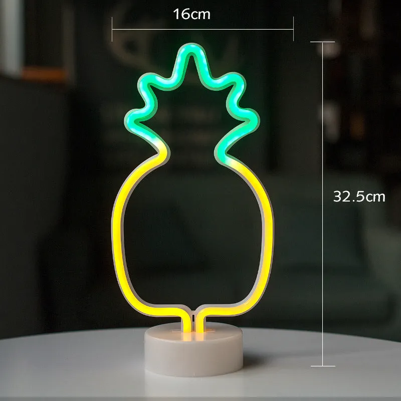 Pineapple LED modeling lamp in green plastic with white red blue powder colour options