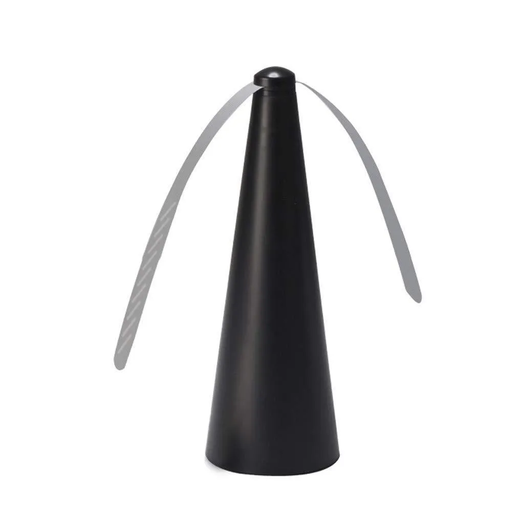 Fly repellent fan with ABS housing, 8.2x8.2x24cm, on a dining table