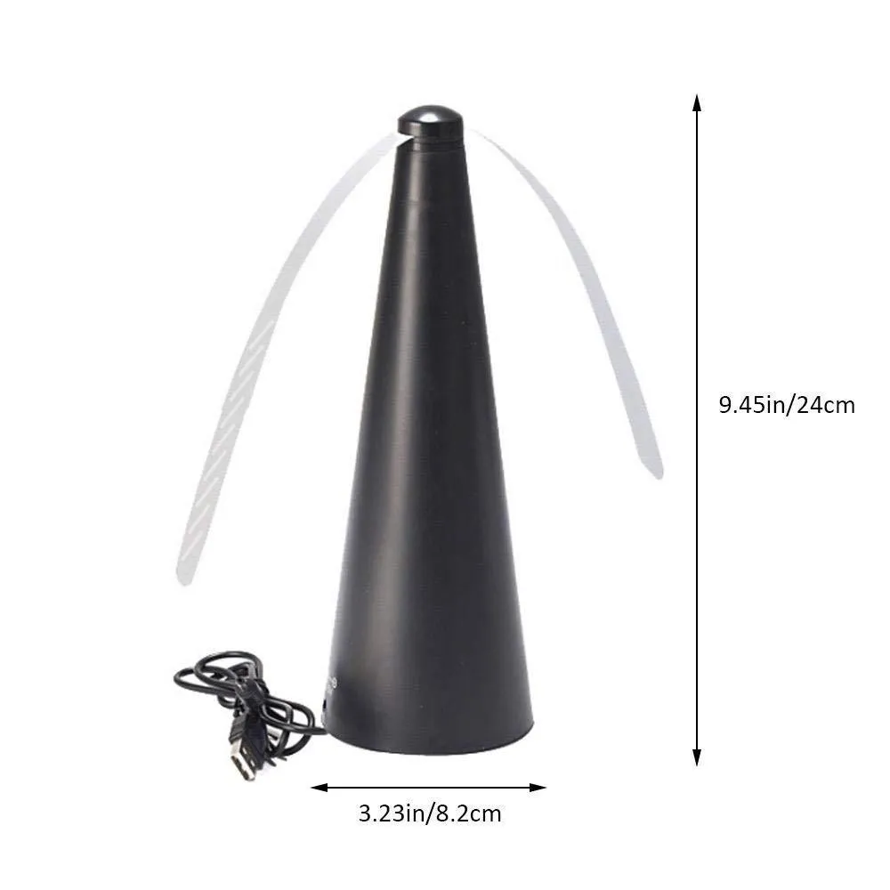 Fly repellent fan with ABS housing, 8.2x8.2x24cm, on a dining table
