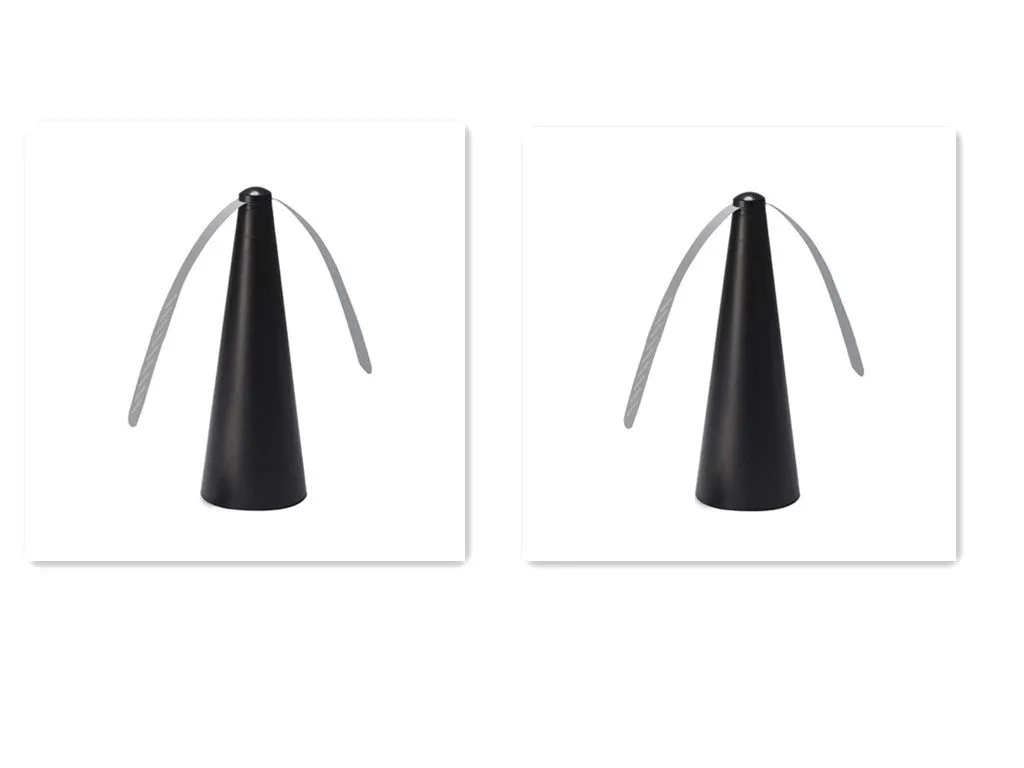 Fly repellent fan with ABS housing, 8.2x8.2x24cm, on a dining table