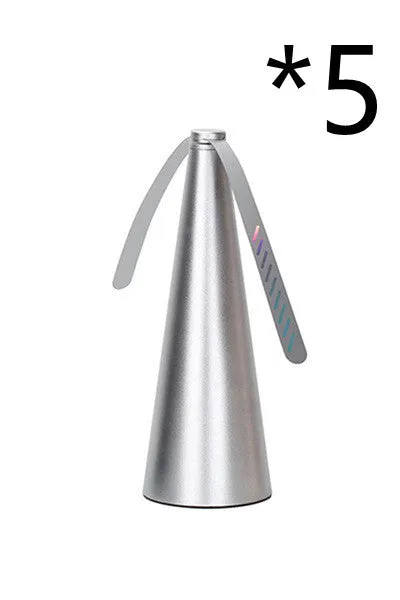 Fly repellent fan with ABS housing, 8.2x8.2x24cm, on a dining table