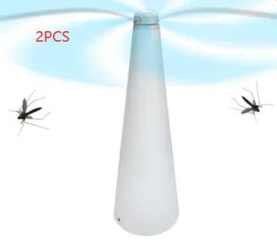 Fly repellent fan with ABS housing, 8.2x8.2x24cm, on a dining table