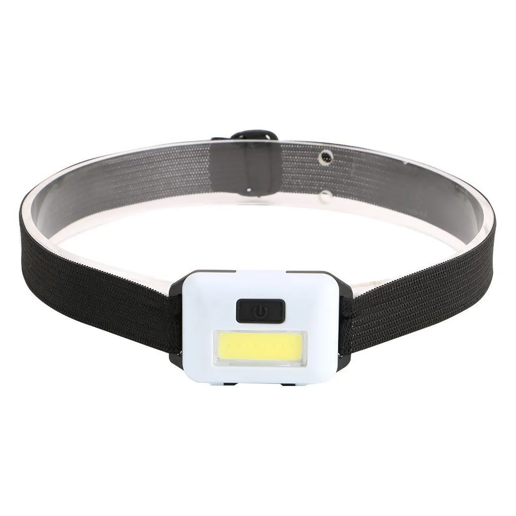 Compact outdoor mini LED headlight with headstrap in black, blue, or red colour.