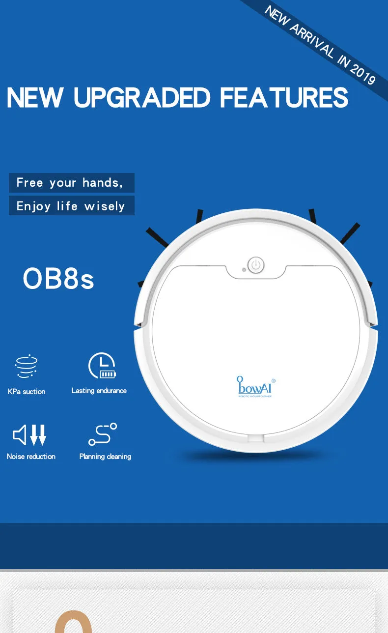 Black robot vacuum cleaner with slim 6.8cm profile on a hard floor, 1500Pa suction